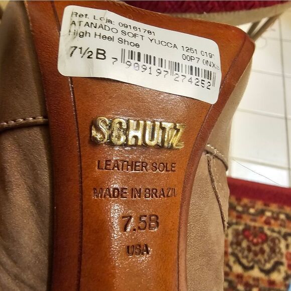 SCHUTZ TAUPE LEATHER & SUEDE OPEN TOE BOOTIES - Picture 6 of 7